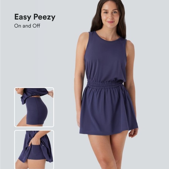 Halara Stylish Navy Blue Sleeveless Dress Size Medium NWT - Picture 3 of 7